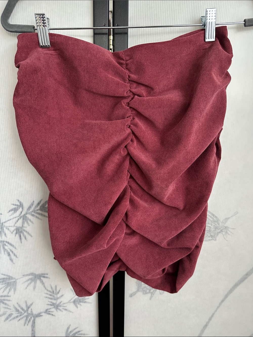 Zara Ruched Burgundy Mini Skirt